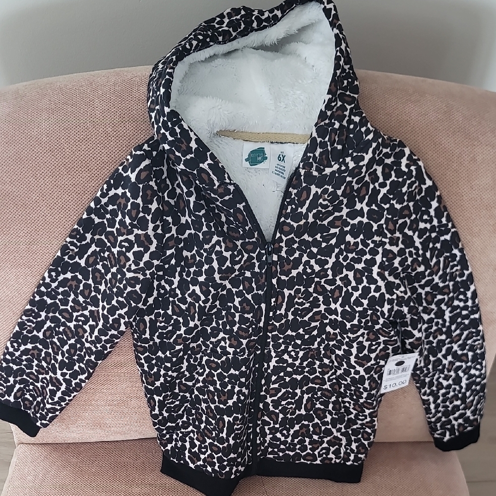 Leopard Print Zip-Up Jacket with Hood
